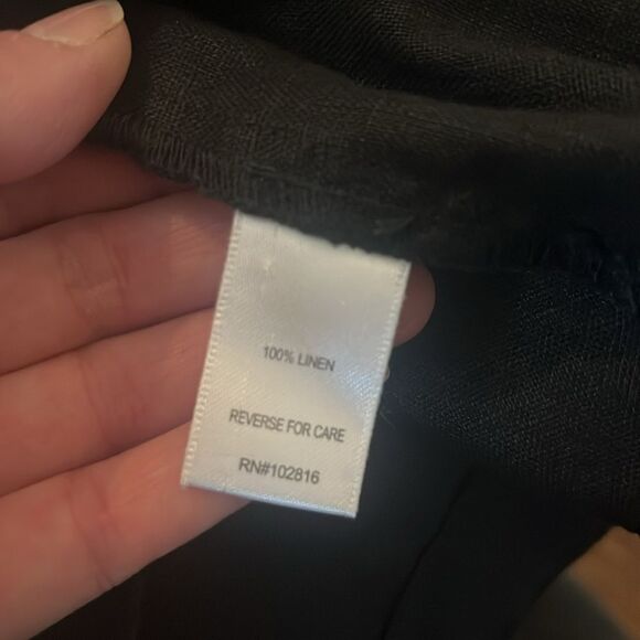 Garnet Hill Black Classic Linen Shirtdress, size 12 - Picture 8 of 9